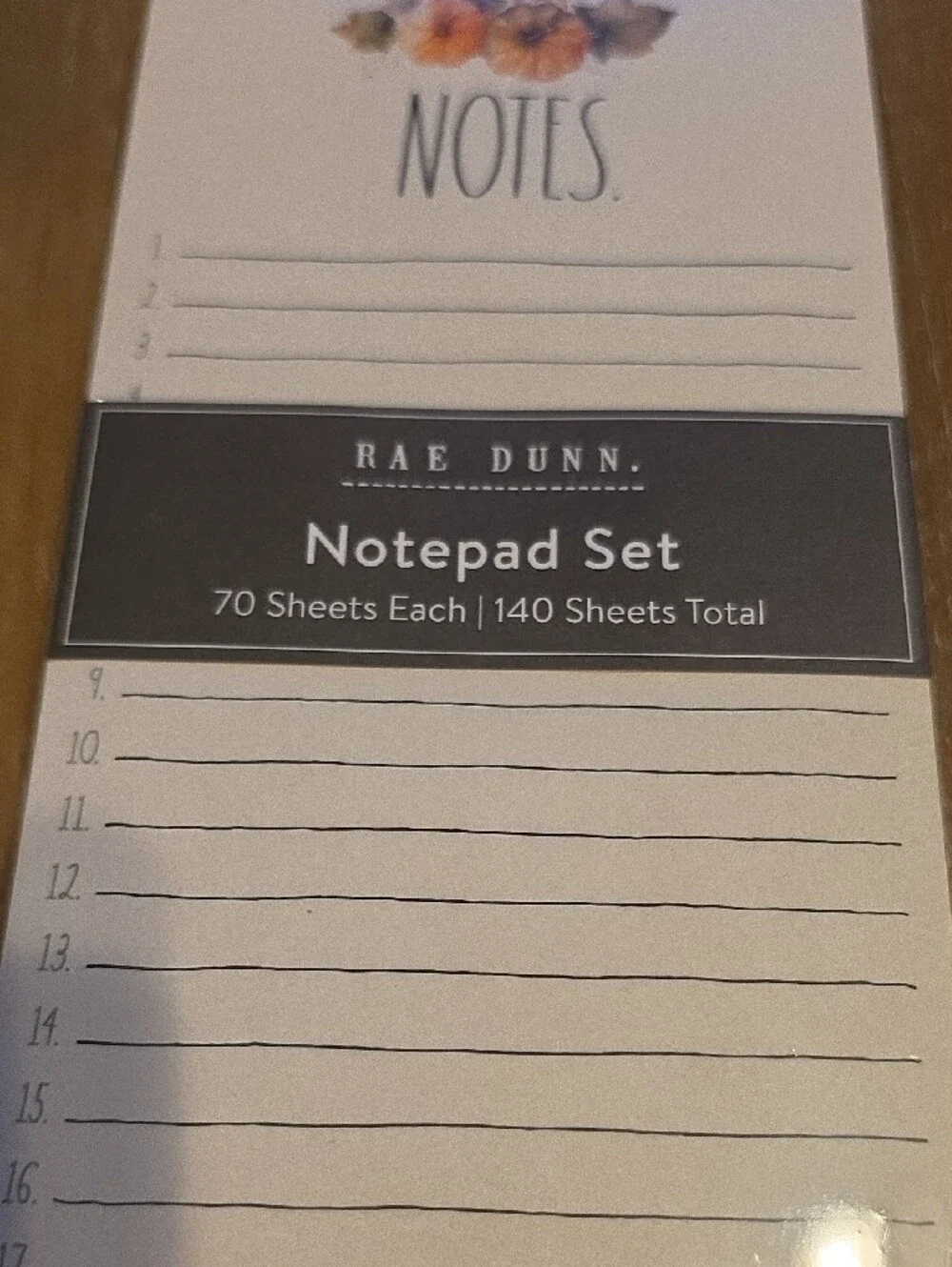 Rae Dunn Floral Notes Notepad Set in Cream and Black